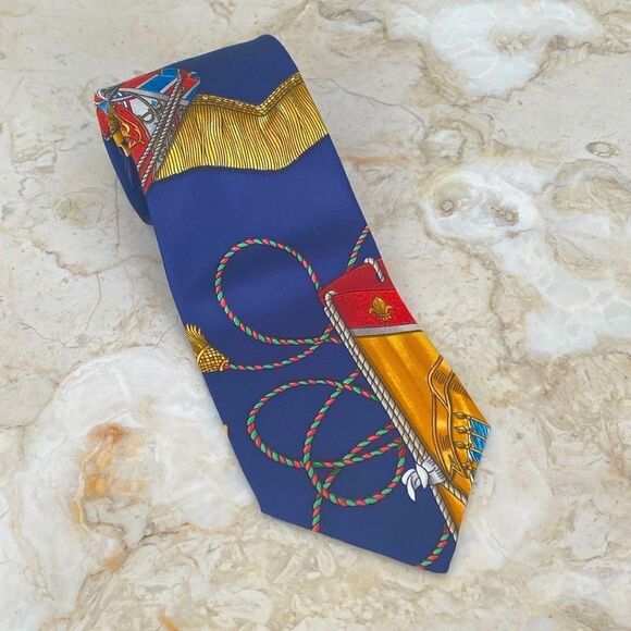 Vintage Hermes “Scarf” Tie 100% Silk Rare - Picture 8 of 8